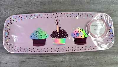 Cupcakes & Cashmere 2pc Set Pink Cupcakes & Confetti Dessert Serving Trays NEW - Image 1 of 4