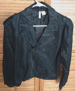 Chaqueta de motociclistas H&M Dividida mediana imitación cuero negra cremallera completa - Imagen 1 de 6