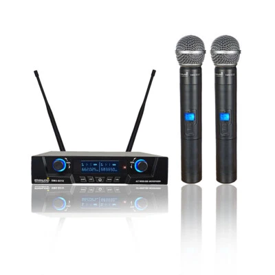 Wireless Audio Microphone System 2-Channel UHF Diversity Handheld Mic LCD Screen - Image 1 of 4