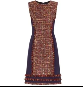 Diane von Furstenberg Jacey Sleeveless Tweed Shift Dress Size 6 Rubiate - Picture 1 of 11