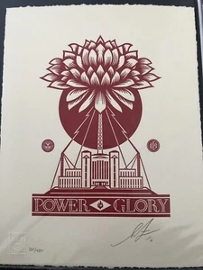 Shepard Fairey POWER AND GLORY Letterpress print poster obey giant lotus flower - Picture 1 of 1