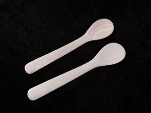 Perlmutt Eierlöffel weiß irisierend 14 cm echt MOP Muschel Naturlöffel handmade - Bild 1 von 6
