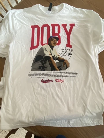 NEW Cleveland Indians Guardians Larry Doby Baseball Promo Shirt Giveaway size XL Cover