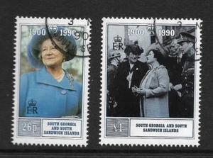 GEORGIA DEL SUR, 1990, 90 CUMPLEAÑOS DE LA REINA MADRE, SG 195-96, USADO FINO - Imagen 1 de 1
