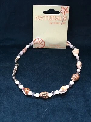 #96280w Natural Shells and stones Bracelet - White Bead - FREE SHIPPING! - Image 1 of 4