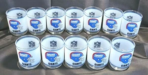 NOS! 12 VINTAGE 1980s NEW YORK GIANTS NFL FROSTED 4" TALL LOWBALL LIBBEY GLASSES - Picture 1 of 11