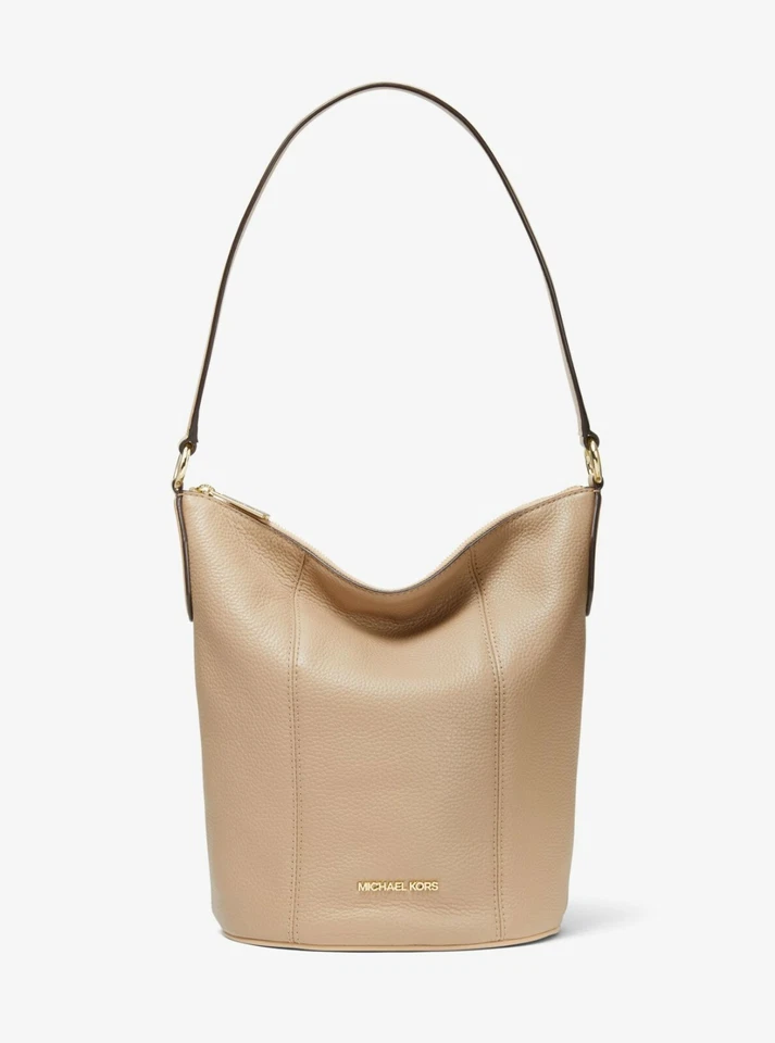 Michael Kors Brooke Bucket Messenger Bag Beige Leather 35t0g0km8l FS
