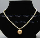 Real 4-5mm natural freshwater cultured white pearl round pendant necklace 17" AA