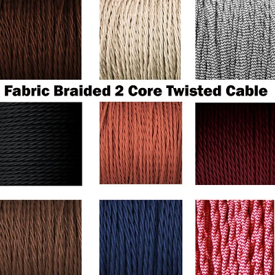 Vintage Fabric Braided 2 Core Twisted Lighting Flex Lamp Cord Electric Wire - Image 1 of 4