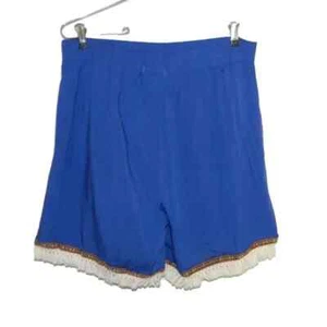 Grace & Emma Shorts Size 2XL Blue Aztec Fringe Trim Pockets Elastic Waist NWT - Picture 1 of 4