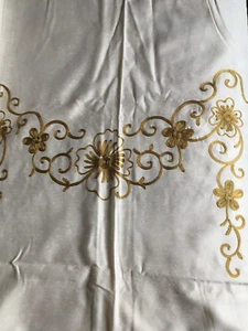 Vintage Ivory antique satin /chartreuse soutache braid Berkeley Mills -1 panel - Picture 1 of 6