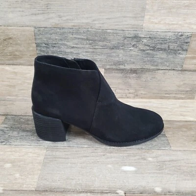 Botines Eileen Fisher MELROSE para mujer talla 7,5 M cuero negro cremallera lateral Foto 1 de 4