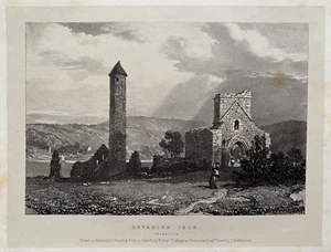 1830 Antique Print; Devenish Isle, Co. Fermanagh after Harding / Newenham - Picture 1 of 3