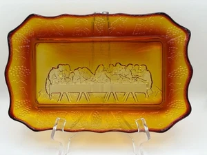 Vintage Indiana Glass Amberina Tiara Last Supper Plate Tray 11"x7", Glows!!! - Picture 1 of 18