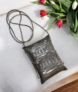 Exquisite Vintage Sterling Silver Basketweave Crossbody Bag w/Removable Lid - Picture 1 of 10