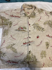 VTG L.L. BEAN Men Size XL Reg Nautical Miles Glamp Shack Seal Harbor Camp Shirt - Picture 1 of 12
