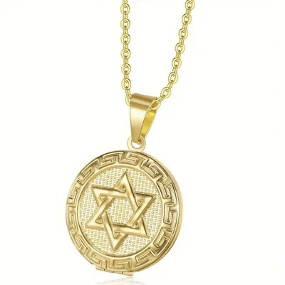 18k Gold Plated Women’s Star Of David Locket Necklace! Unique Design! - Image 1 of 4