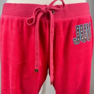JUICY COUTURE Deep Pink Velour Joggers Womens (L) Y2K Comfort Mcbling lounge - Picture 1 of 7