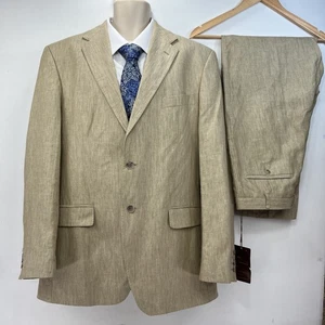 Traje de Lino Marks & Spencer Beige 2 Piezas Hombre Blazer 42L Pantalones W36 L33 Nuevo con Etiquetas - Imagen 1 de 24