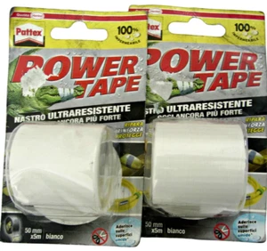 Klebeband 2 Stück Pattex Powertape Wasserdicht Stark Weiß 5 mm 5 mt - Bild 1 von 5
