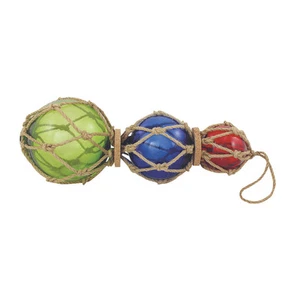 Fischerkugeln Set - 3 x Fischerkugel - Glas Boje mit Tau Netz - sc-5852 - Bild 1 von 1