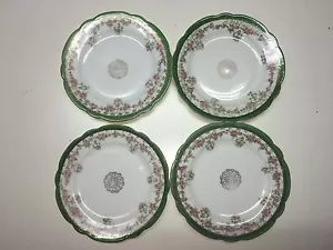 Vintage Kaiserkrone China/Österreich Brotteller (4) grün Goldrand floral - Bild 1 von 4