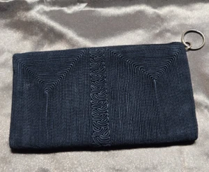 Vintage 1950s Black Twill Cord Clutch Zippered Purse 7"x4" Well Preserved prsh1 - Picture 1 of 7