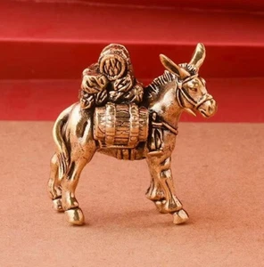 Brass Donkey Figurine Small Animal Statue Table Office Home Decoration Toy Gifts - Picture 1 of 7