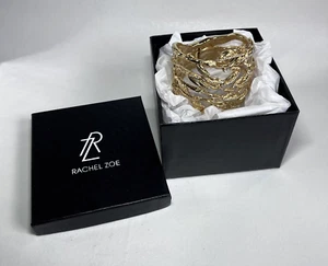 Rachel Zoe Gold Tone Clear Rhinestone Floral Large Cuff Bracelet - Picture 1 of 7