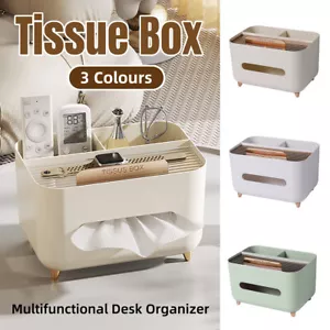 Tissue Box Dispenser Storage Box Napkin Case Remote Control Box Multi-Function - Picture 1 of 20