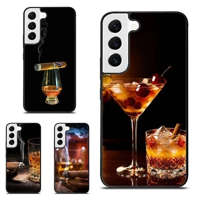 Friendly Case For Samsung S25 S24 S23 FE Ultra a15 a16 smoke whiskey cigar table - Image 1 of 4