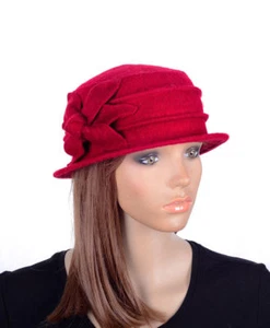 M495 Rojo Para mujeres Lindo Flor Lana Acrílico Invierno Gorro Sombrero Campana Vestido Gorra - Imagen 1 de 10