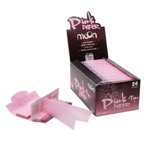 24 livrets papier à rouler rose lune Barbie taille 1 1/4 avec embouts de filtre 77 mm