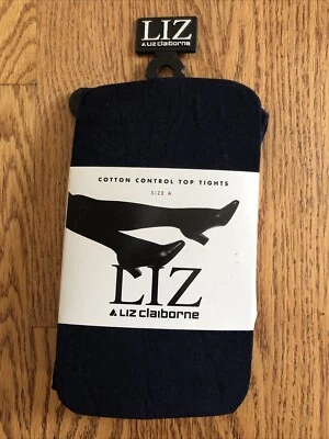 Medias Top Liz Claiborne Control Opaco Talla A Azul Marino Años 90 De Colección Nuevas con Etiquetas EE. UU. Foto 1 de 4