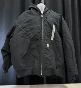 Carhartt Jacket Mens Black Canvas Duck Work Wear Hooded Lined Made USA 4XL - Picture 1 of 8