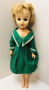 Vintage Hard Plastic 19” Doll w/ Dress 1950s Sleepy Blue Eyes - Picture 1 of 8
