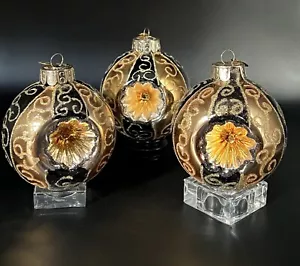 Christopher Radko ""Celebrations"" schwarz & gold Reflektor Ornamente - 3er Set - Bild 1 von 5