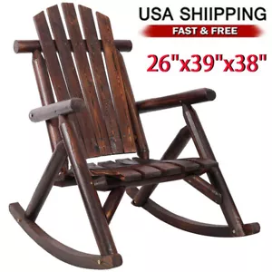 Wood Rocking Chair Traditional Porch Rocker for Outdoor Indoor Porch Patio Yard - Picture 1 of 13