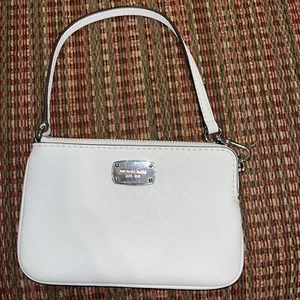 Michael Kors White Leather Small Wristlet Clutch Bag - Picture 1 of 15