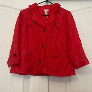 Chico’s Crinkle Sheen Jacket Sz 1 (M) - Picture 1 of 7