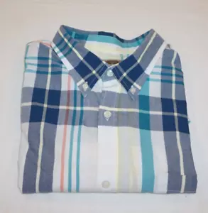 Foundry Supply Herren Kurzarm Button Down Hemd 2XL blau grün kariert Big XXL - Bild 1 von 7