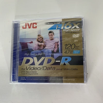 JVC 5-Pack 16x high speed DVD-R recordable DVD's 120 min, 4.7 GB factory sealed - Image 1 of 2