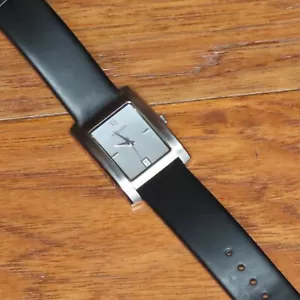 Kenneth Cole Quartz Watch KC1104 Men Silver Steel Rectangle Face w/Date, vintage - Picture 1 of 3