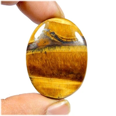 Flashy Yellow Tiger Eye Cabochon Oval Shape Natural Gemstone Loose 53 Cts TE-150 - Image 1 of 4