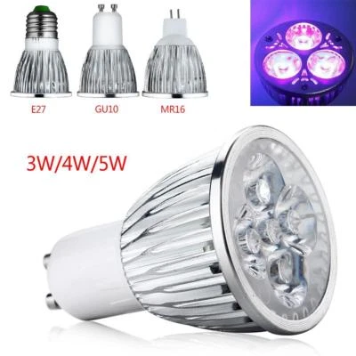E27 GU10 MR16 4W/5W UV LED Ultraviolet Spotlight Lamp Light Mini Bulb AC85-265V - Image 1 of 4