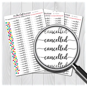 Cancelled Word Planner Stickers for Diary Calendars, Journals and Scrapbooking - Picture 1 of 4