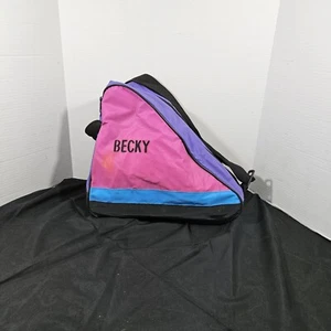 Ice Figure Skates Carry Tote Bag Vintage 90's Colors w/ Strap Embroidered Becky - Picture 1 of 14