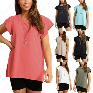 COLLAR SEÑORA MANGA CON VOLANTES DE GRAN TAMAÑO CAMISETA ROPA DE SALÓN TALLA GRANDE TOP - Imagen 1 de 17
