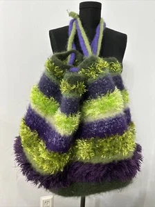 Handgefertigte gefilzte getuftete bunte Boho Handtasche Bucket Bag Original 23X13X10 Vintage - Bild 1 von 23