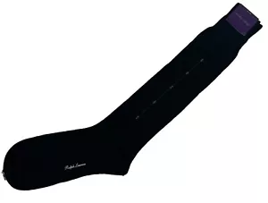 Ralph Lauren Purple Label Dress Black Wool Socks White Line Made in Italy - Picture 1 of 3